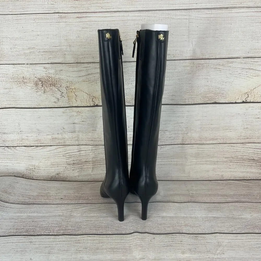 Lauren Ralph Lauren Caelynn II Womens Sz 6 Tall Knee High Boots Black Leather